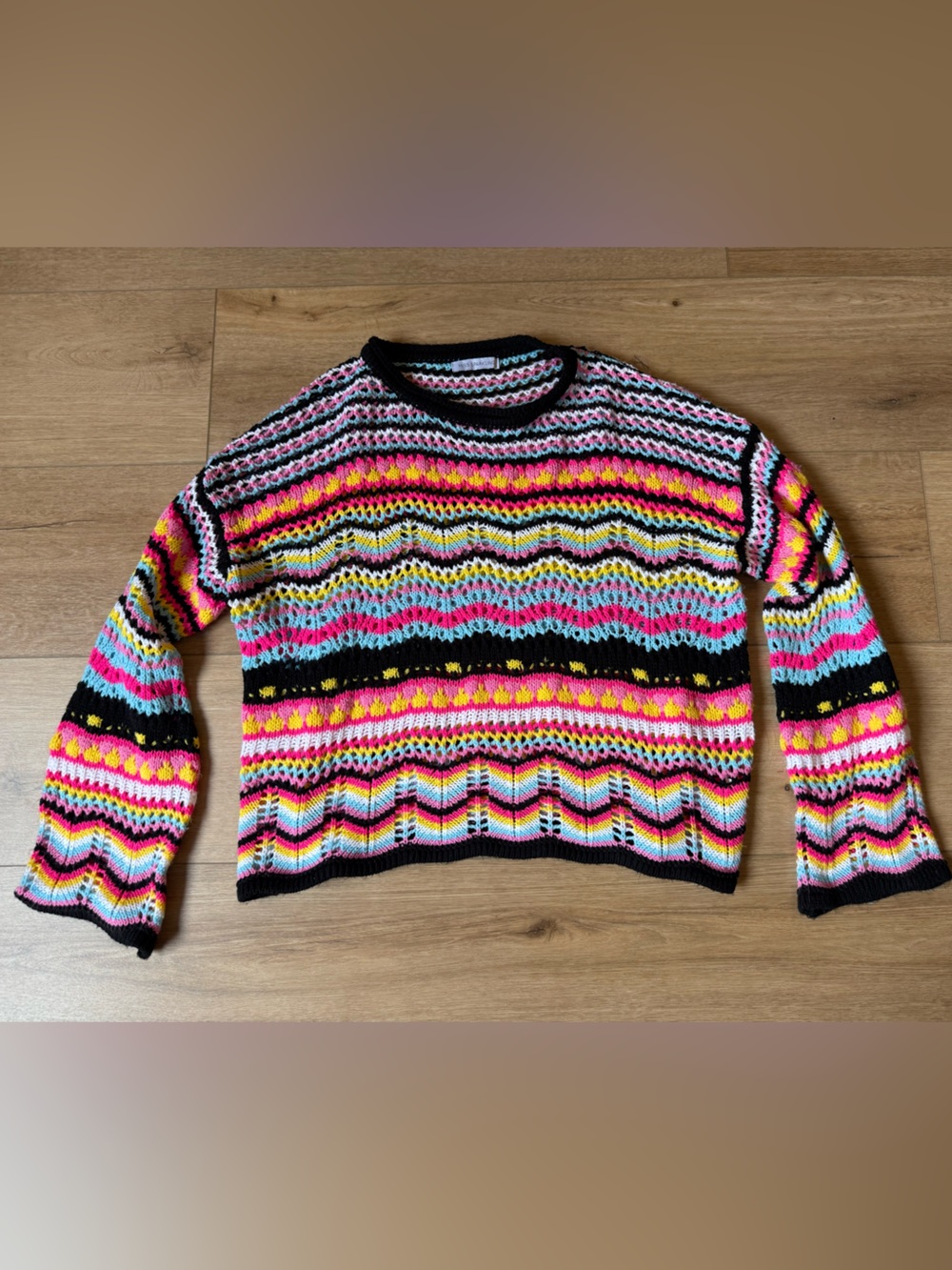 Miss Sparkling Multicolored Crochet Sweater